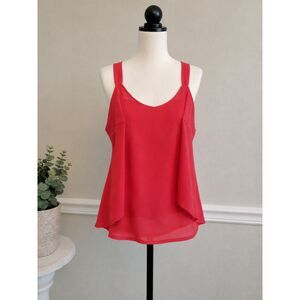 Covington Petite Women’s Red Coral Sleeveless Blouse Tank Top Size LP Large